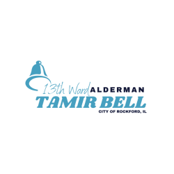 Logo for Tamir Bell, Alderman of the 13th Ward in Rockford, IL; features a blue bell icon.
