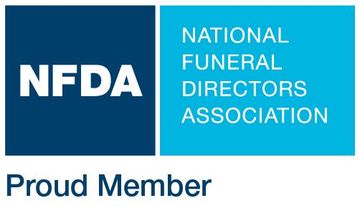NFDA and National Funeral Directors Association logo with “Proud Member” text in blue and white