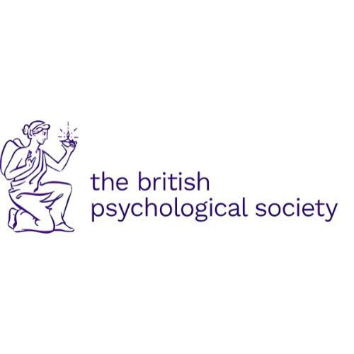Logo for the British Psychological Society: a line drawing of a person holding a small flame next to the society's name.