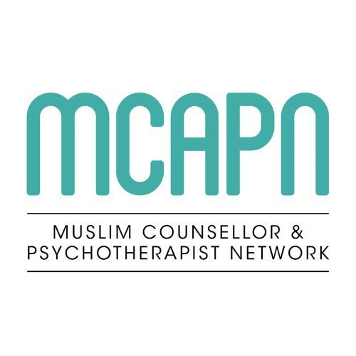 Teal logo for the Muslim Counsellor & Psychotherapist Network with the acronym MCAPN in bold, rounded letters.