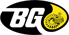 BG logo with black-and-white letters and a yellow gear icon on a white background