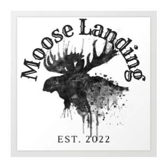 Moose Landing logo with black moose silhouette and antlers, arched text, and “EST. 2022” underneath