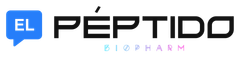 Logo for El Péptido BioPhary with a blue speech bubble and text.