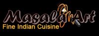 Masala Art logo: Text with shadow effect on black background. 