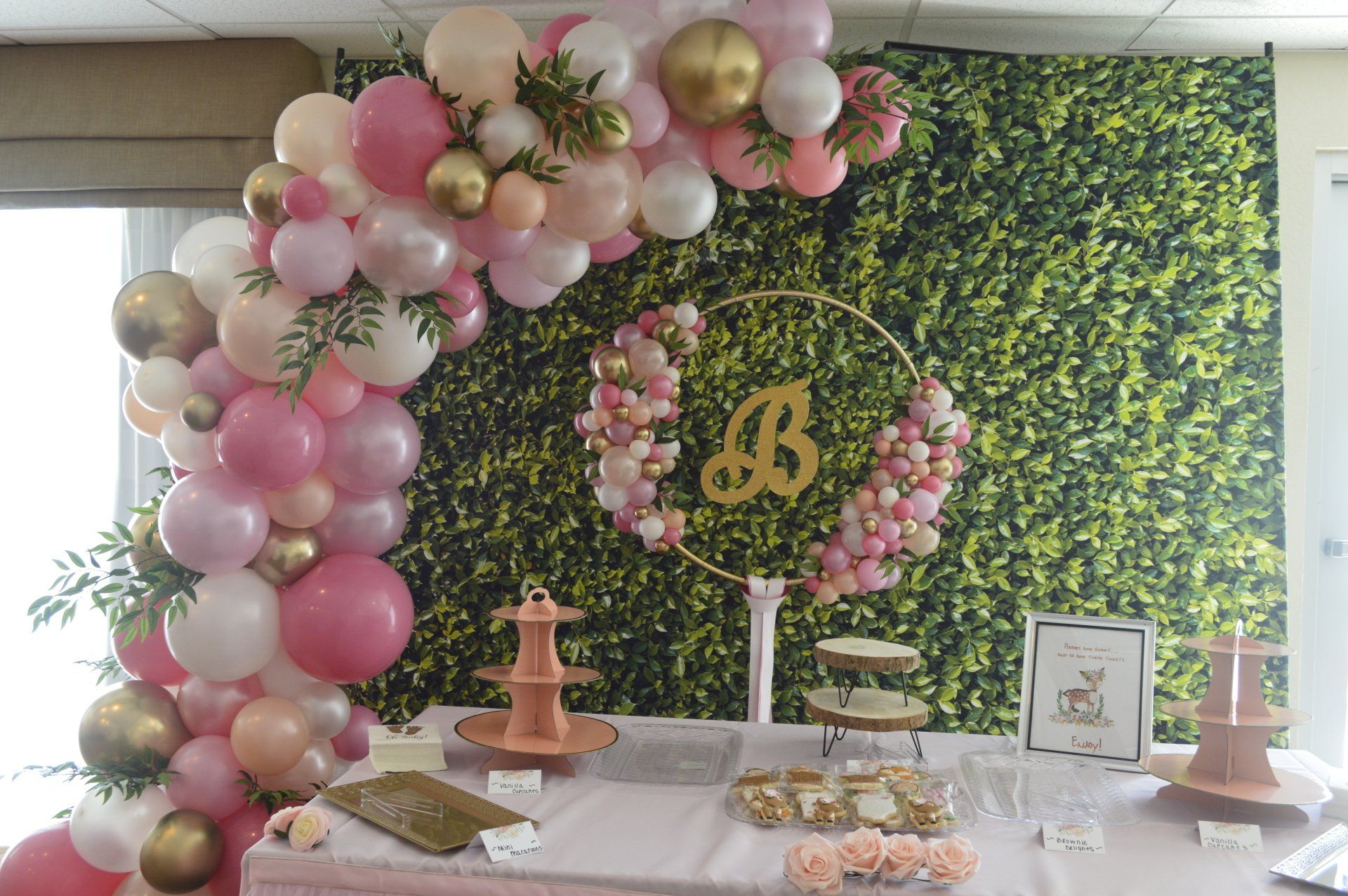 organic decor demi-arch baby shower