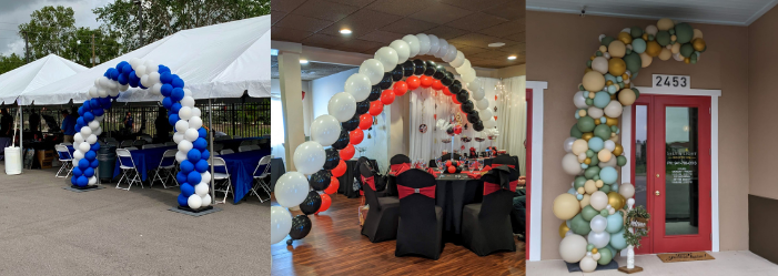 Three types of balloon arches