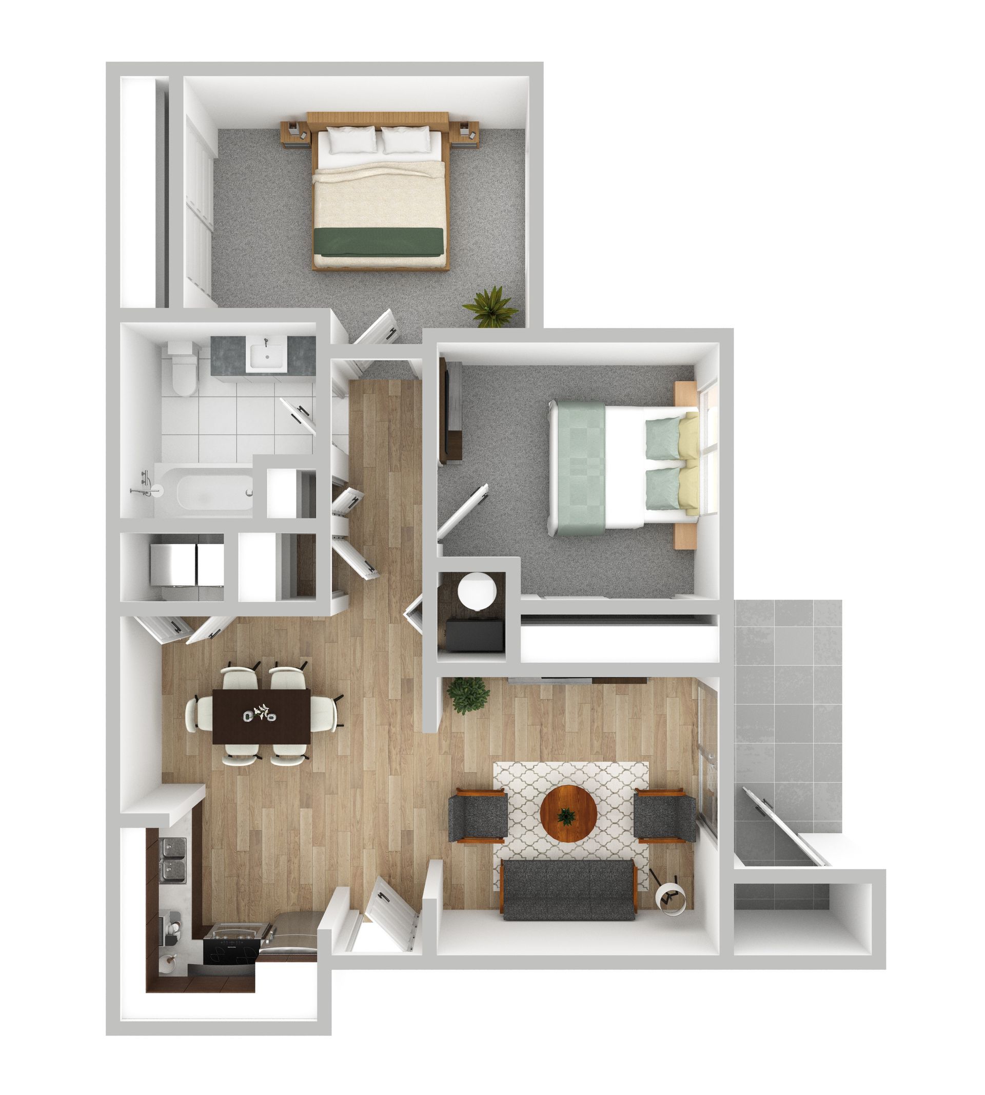 Floor Plan: 2 BEDROOM · 1 BATHROOM