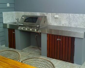 Outdoor Stone Grill with Stainless Steel Benchtop — Weldcro Fabrication in Ballina, NSW