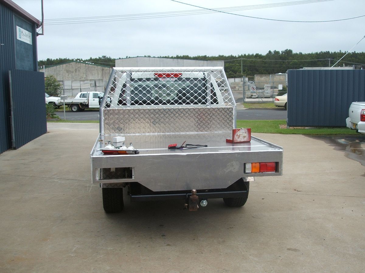 Small Silver Utility with Mesh Canopy & Steel Tray — Weldcro Fabrication in Ballina, NSW