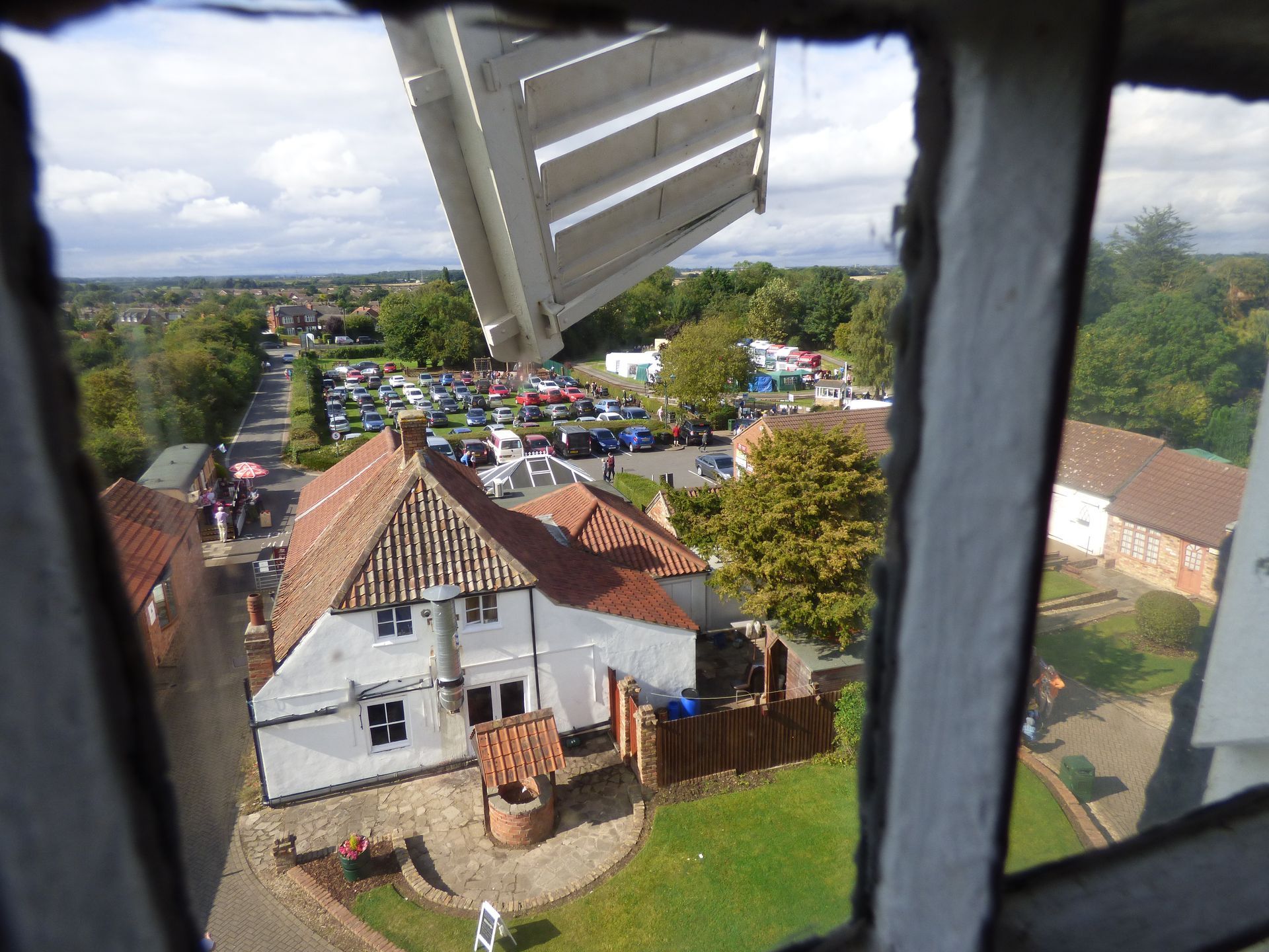 An aerial view of a village from a windmill
