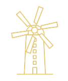 A drawing of a windmill on a white background.