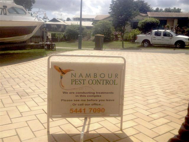 A Sign That Says ' Nambour Pest Control ' On It — Nambour Pest Control In Coes Creek, QLD