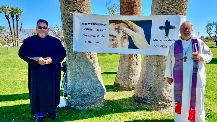 Pastor Mateo Mamea and Fr. Michael Plekon Ashes-to-Go at Christmas Circle