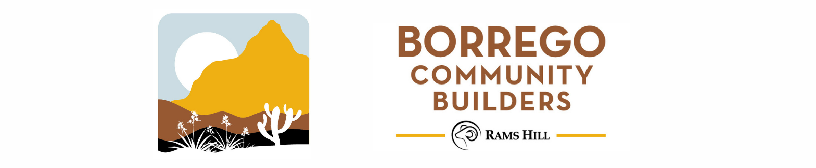 Borrego Community Builders logo with orange tree and stylized house icon on white background