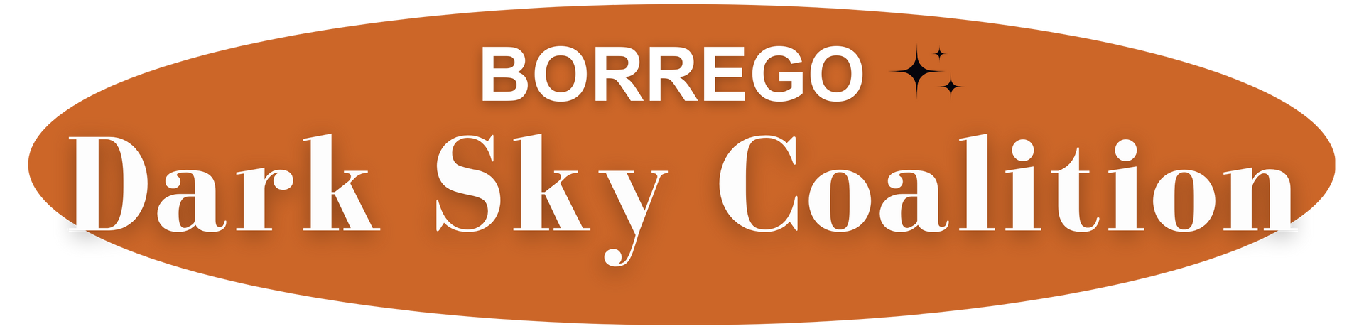 Visit Website Borrego Dark Sky Coalition logo on an orange oval with black and white text