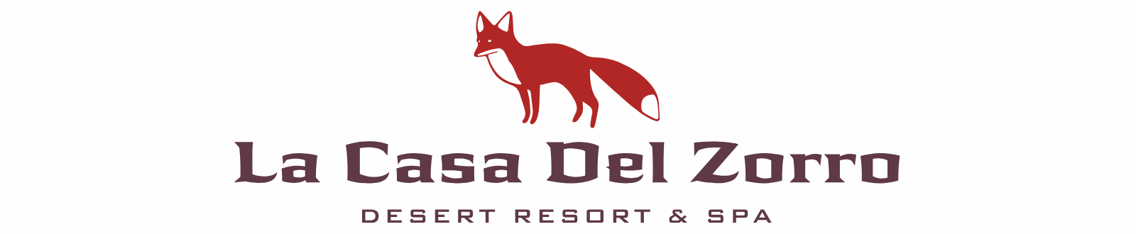 La Casa Del Zorro logo with red fox above the resort name and tagline on a white background