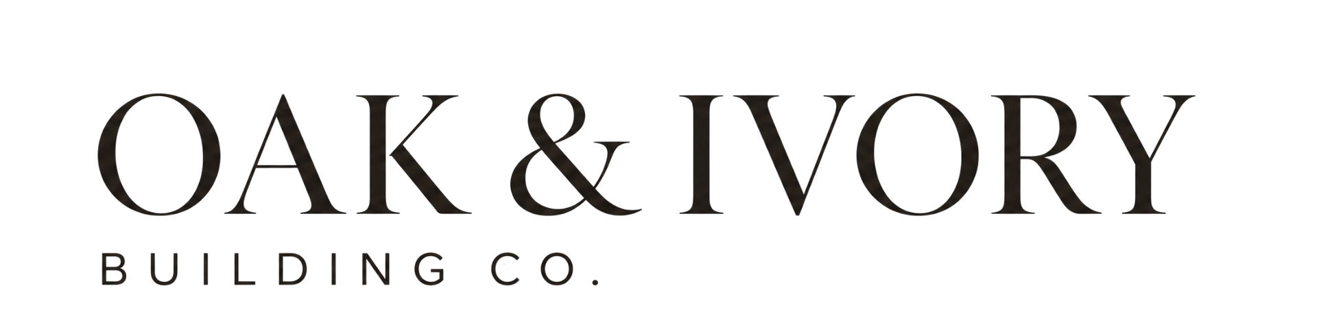 OAK & IVORY BUILDING CO. logo in black text on a white background