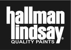 Hallman Lindsay Quality Paints logo in white on a black background