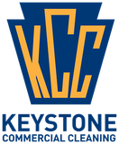 Keystone Commercial Cleaning logo with blue and gold stylized letters and company name text