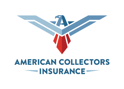Logo of American Collectors Insurance: eagle with outstretched wings and text 