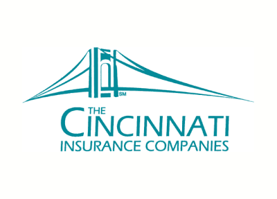 The Cincinnati Insurance Companies logo featuring a teal bridge silhouette and teal text.
