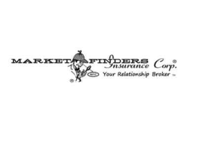 Market Finders Insurance Corp. logo with a cartoon detective and the tagline, 