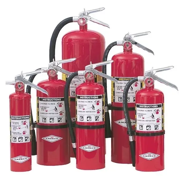Assorted Red Fire Extinguishers With Black Hoses — Safe Industries Group in Woodrising, NSW
