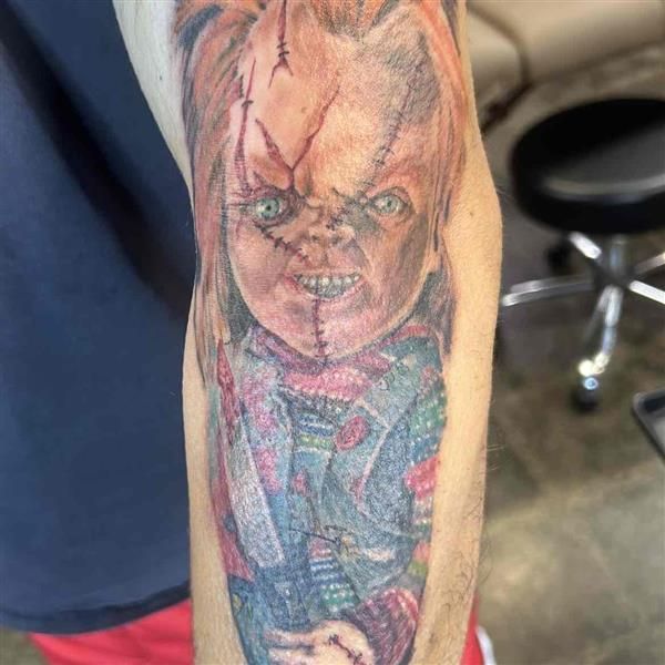 A custom pet portrait tattoo concept inspired by a beloved dog.