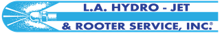 L.A. Hydro-Jet & Rooter Service, Inc. logo with blue water spray and pipe graphic