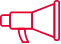 Red outline of a megaphone, indicating an announcement or call for attention.