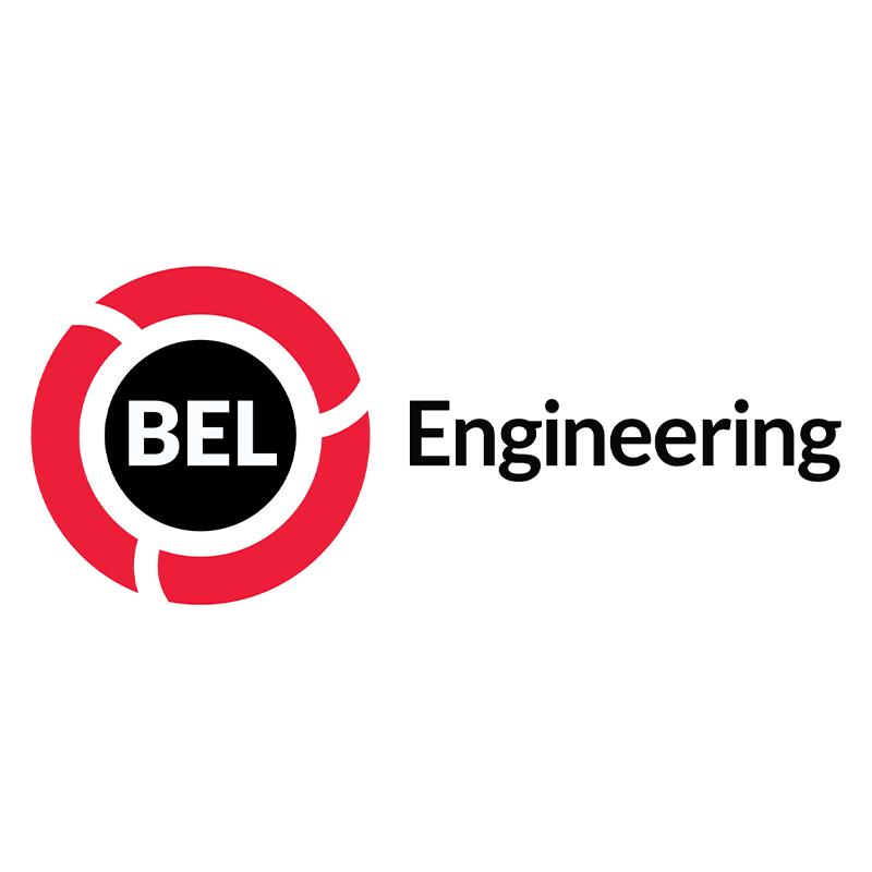 Logo: red and black circular design with 