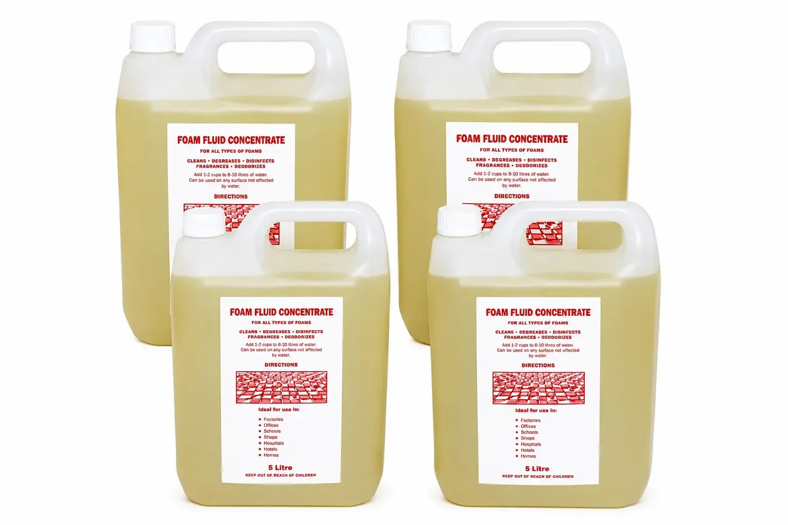 Foam concentrate containers with SA Inflatables branding