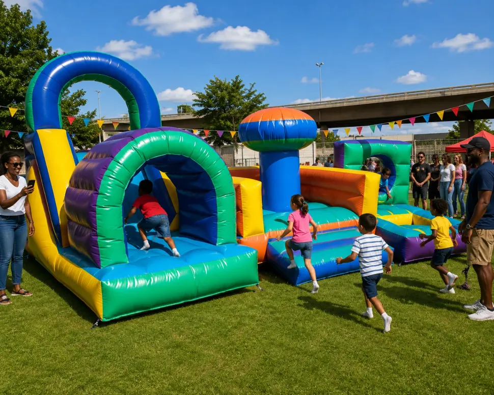 SA Inflatables team at an outdoor fun day event