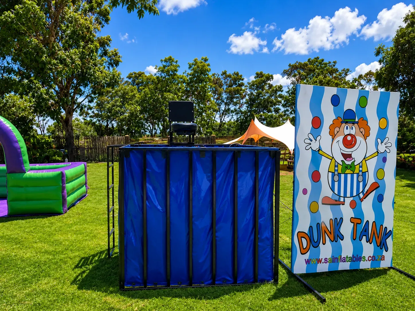 Dunk tank hire Gauteng – fun dunk tank for school fairs and corporate events, SA Inflatables