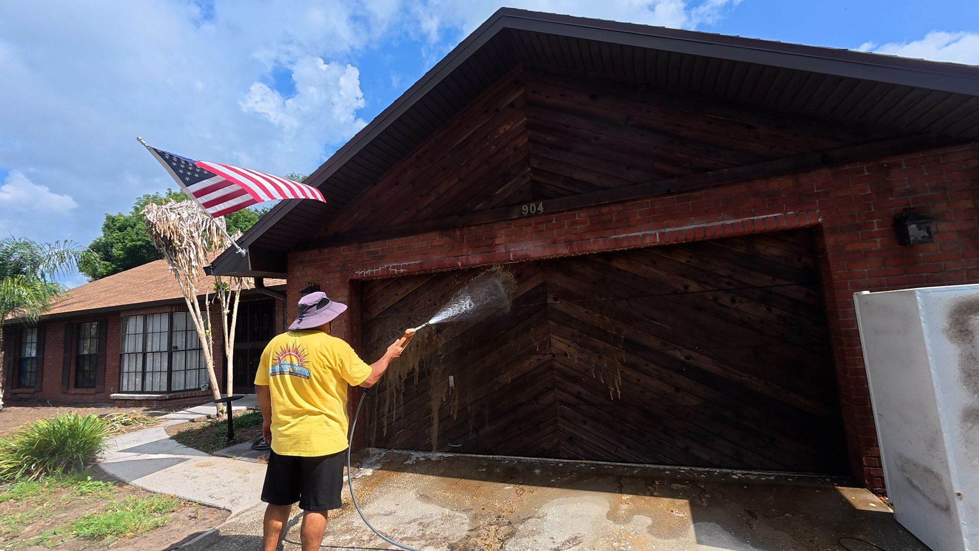 Wood siding cleaning