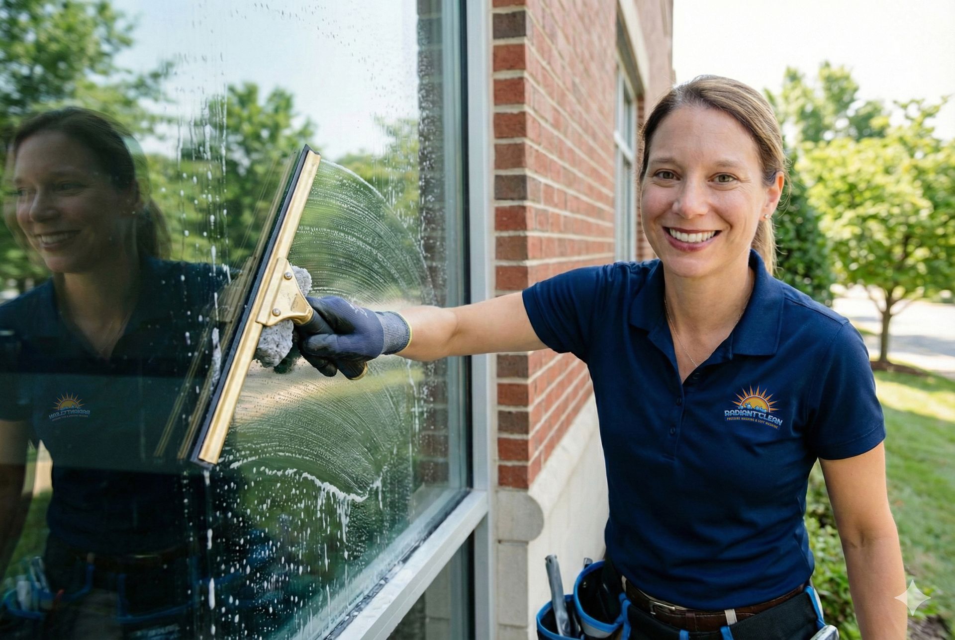 Person cleaning windows