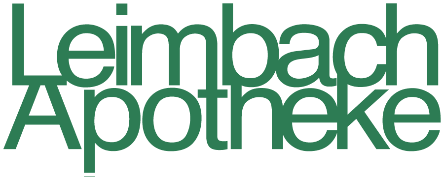 Das Logo der Leimbach Apotheke ist grün und weiß.