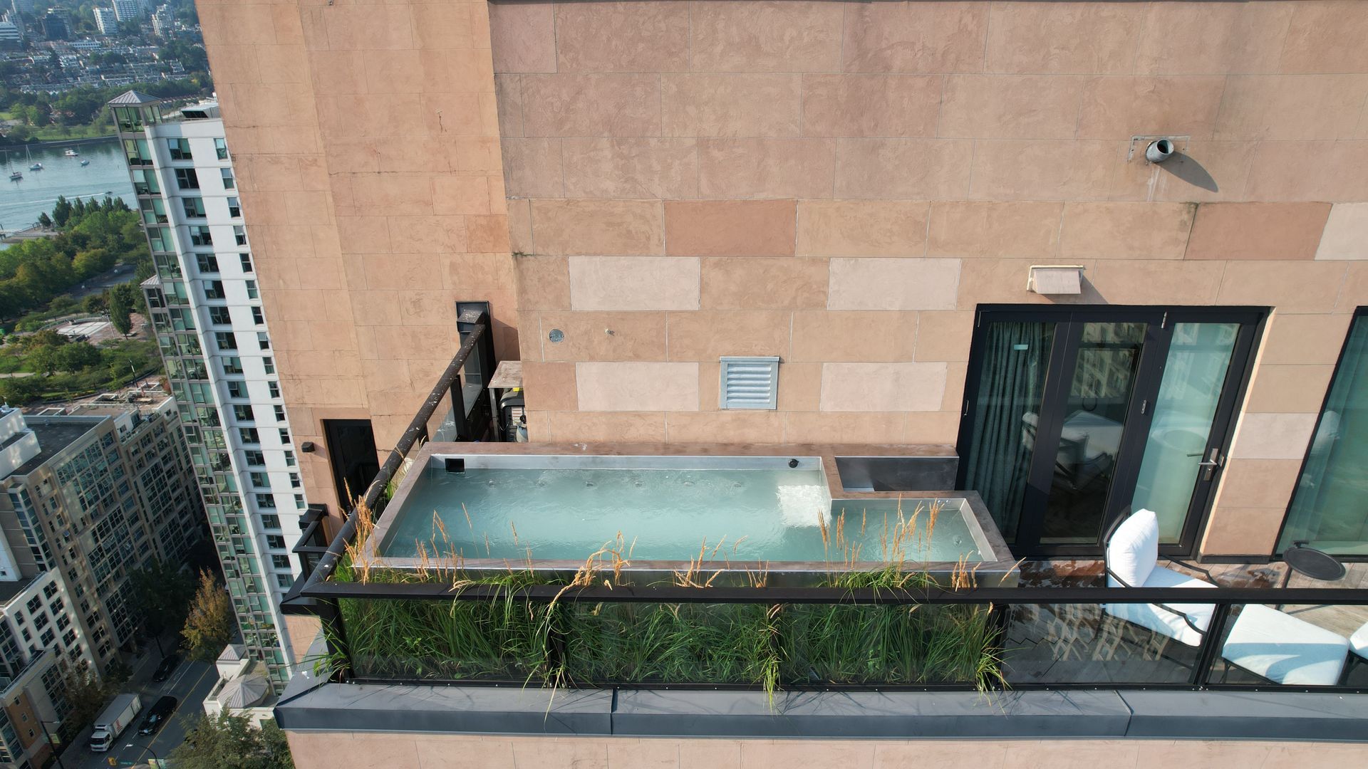 stainless steel pool on balcony