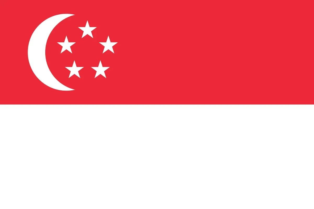 A red flag with a white flower and stars on it