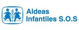 Logotipo de Aldeas Infantiles SOS, que muestra dos figuras infantiles sosteniendo una planta