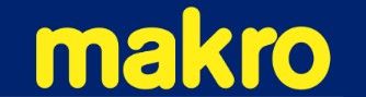 Logotipo "Makro" en texto amarillo sobre fondo azul.