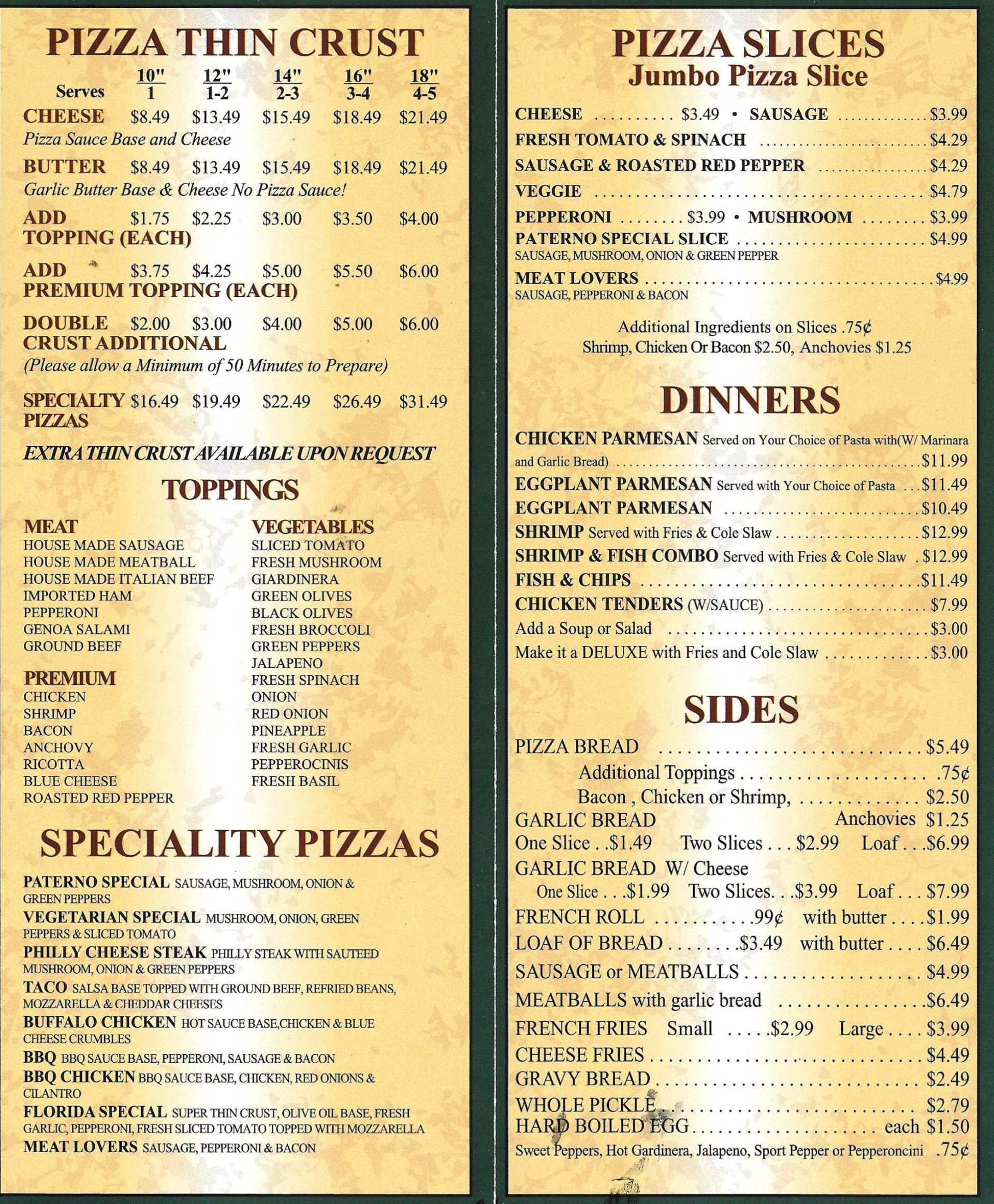 Carry Out Pizza | Chicago IL | Paterno's Pizza