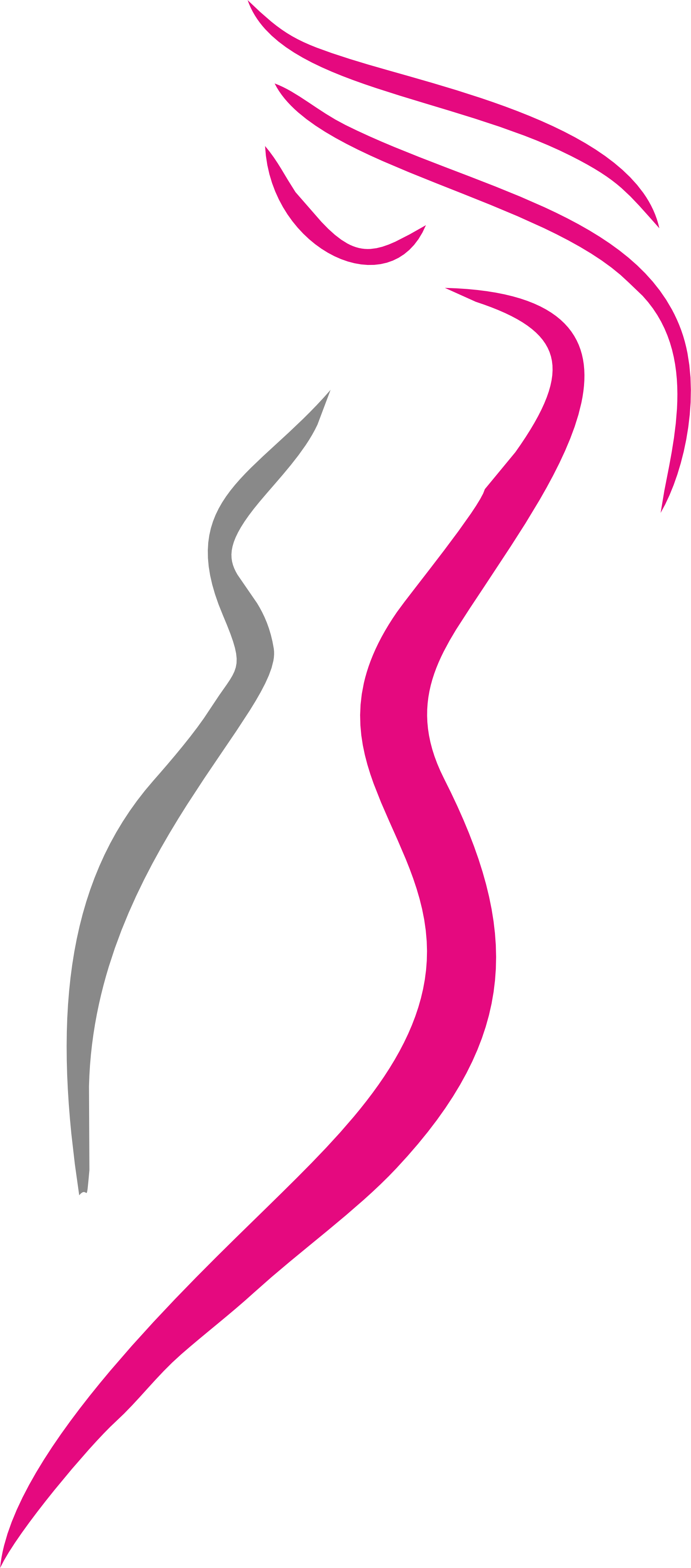 LEANHER logo. Abstract pink and gray stylized female silhouette on a white background