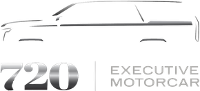 “720 Executive Motorcar” logo with a stylized car outline and silver text on a white background