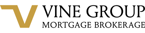 The vine group mortgage brokerage logo is on a white background.