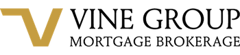 The vine group mortgage brokerage logo is on a white background.