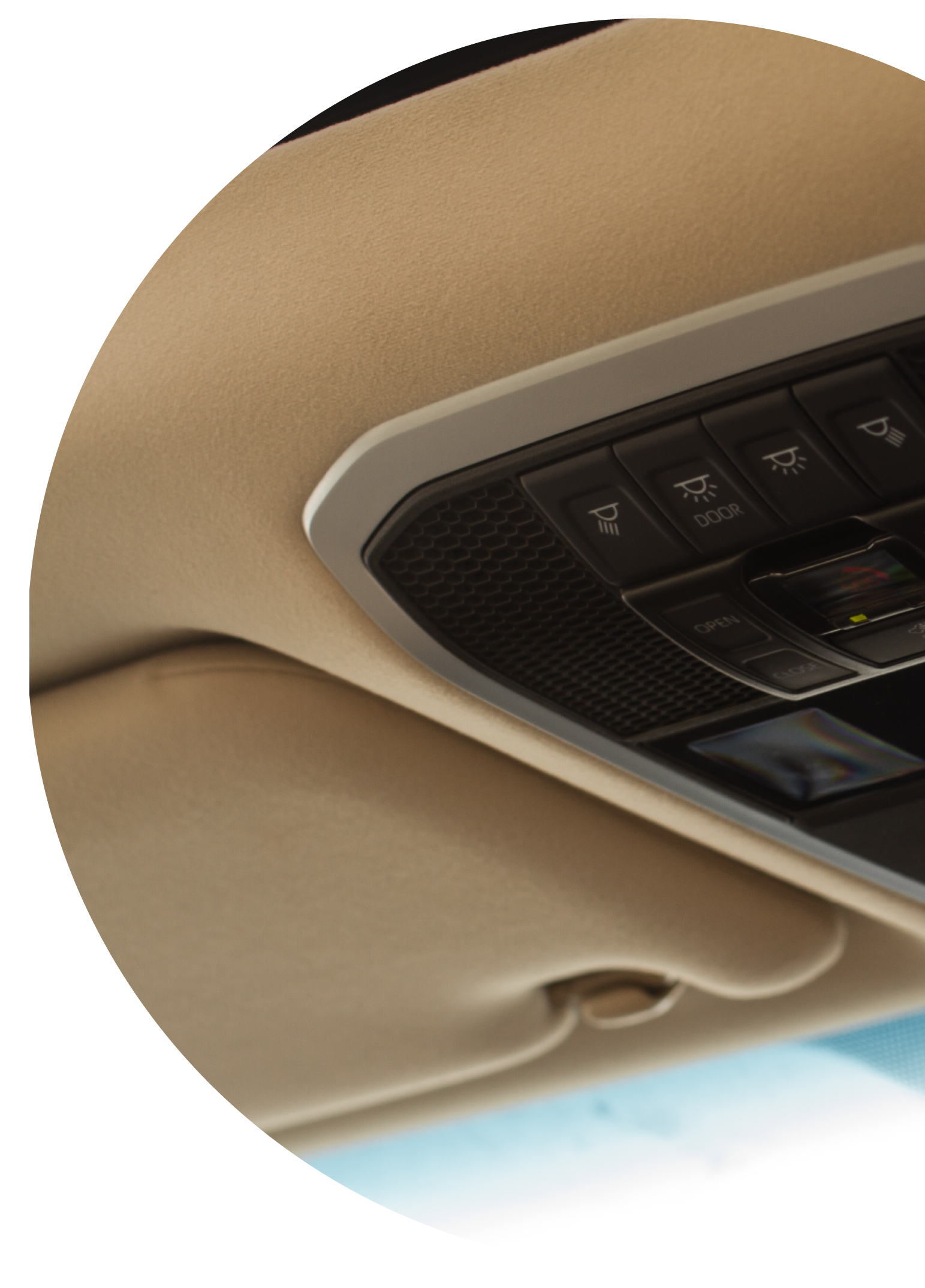 Car ceiling lamp in a car. Modern car interior lights close-up.