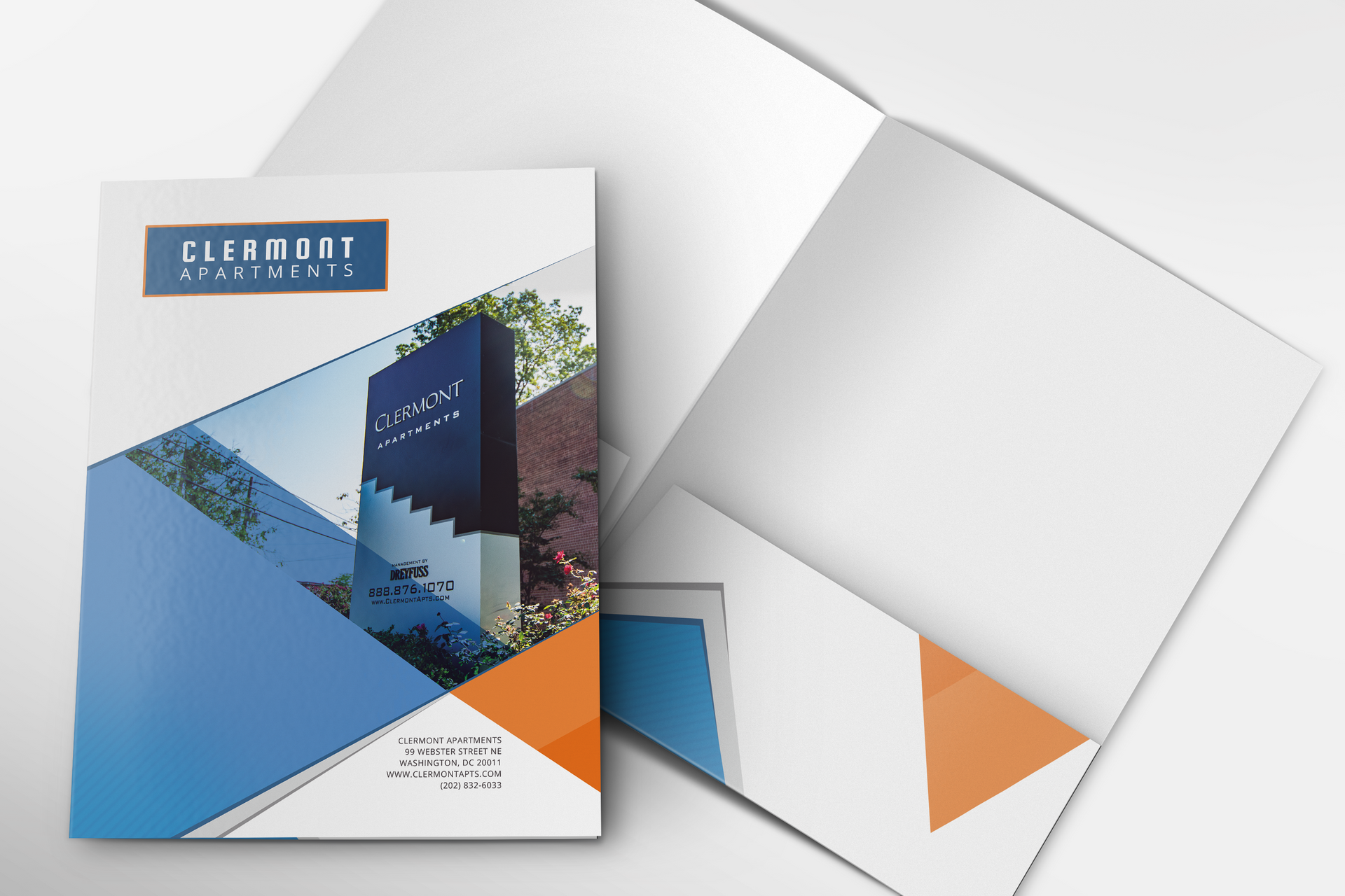 Graphic Design Presentation Folder Clermont Apts Set