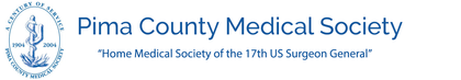 Pima County Medical Society logo with blue medical emblem and tagline “Home Medical Society of the 17th US Surgeon General”