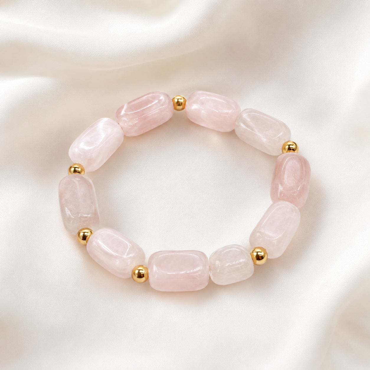Rose Quartz & 14K Gold Bracelet